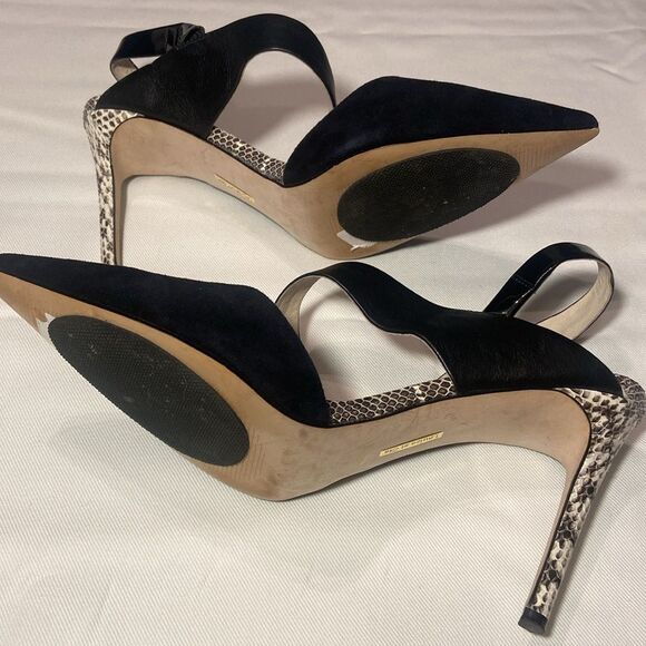 Louise et Cie Lo-Jerry Pointy Toe Slingback Pump Black with snake print Size 11 - Picture 6 of 12